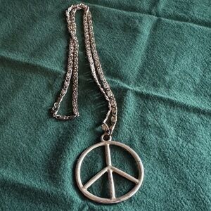 Silver Peace Sign Necklace